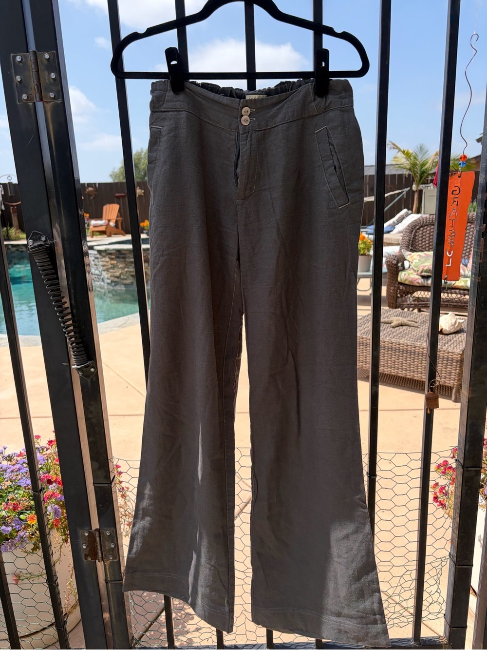 Women’s Gray Wide-Leg Linen Pants